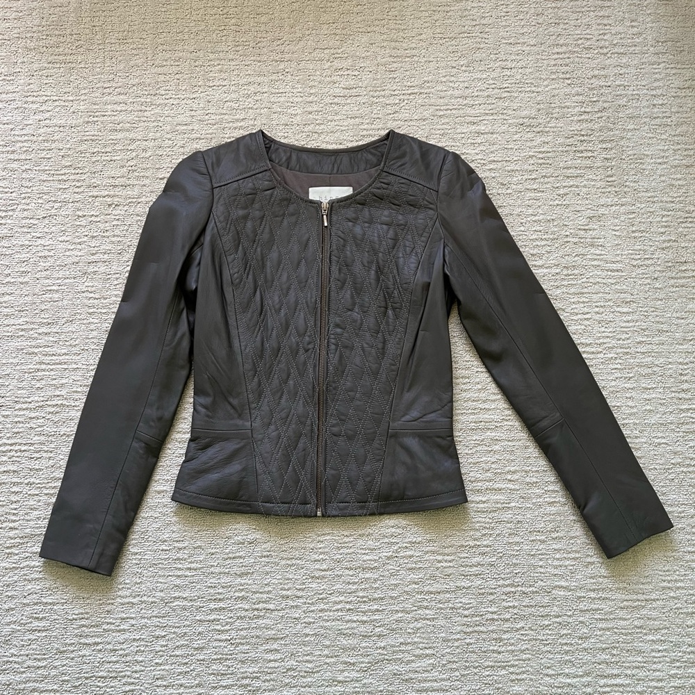 Perfect Gray 100% Leather Jacket - Hinge Size XS